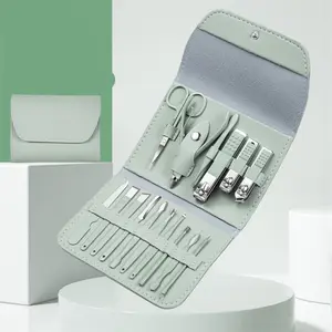 Private Label 12/16Pcs Stainless Steel Pedicure Manicure Set Nail Care Tool Toe Clipper Salon Grooming Kits