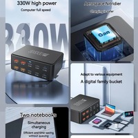 Station de charge rapide 10 ports GaN 330W |   Hub d'alimentation PD 3.0 pour la charge multi-appareils (ordinateur portable/téléphone) – Indispensable pour le bureau et les voyages