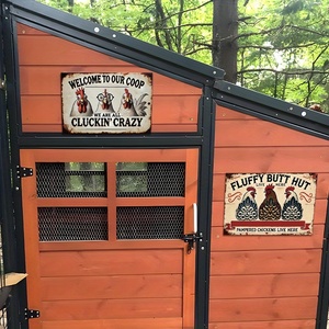 Letrero Metálico Divertido para <span class=keywords><strong>Gallinero</strong></span>, Decoración Rústica para Pared de <span class=keywords><strong>Gallinero</strong></span> con la Frase 'We Are All Cluckin Crazy' - Product Image 5