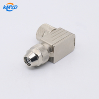 Connecteur M12 A-codé à angle droit, femelle, câblable sur site, blindage intégral en métal, 4/5/8 broches, terminaison par vis, étanche