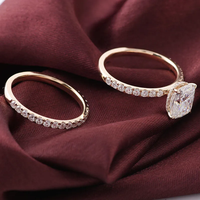 Bague de fiançailles en moissanite à double couche sertie pavé, bijoux fins pour femmes