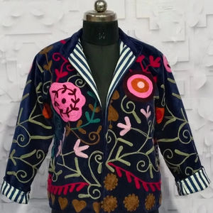 Latest Vintage Long Suzani <b>velvet</b> <b>Jacket</b> <b>Women</b> Elegant Casual Hand Embroidered Winter Coat Cozy Cardigan Dress Beach Free - Product Image 1