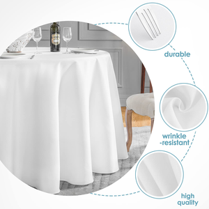 Custom Wholesale White Anti-Stain Premium 120 Inch <b>Round</b> Polyester <b>Tablecloth</b> for Restaurant Wedding Banquet - Product Image 2