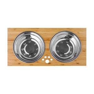 Toptan fabrika kaynağı yükseltilmiş ahşap evcil hayvan besleme kasesi köpekler ve kediler için depolama ile şık standı - Product Image 3