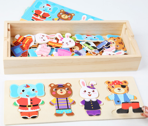 Cartoon Animal Dress up Jeux pour garçons et filles Career Dress up Bears Change Clothes Jigsaw Puzzle Children's Puzzle - Product Image 4