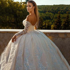 Abito da sposa a maniche lunghe in pizzo a trapezio, personalizzabile, di alta qualità, ecologico, per il <span class=keywords><strong>2026</strong></span> - Nuovo arrivo per il dropshipping - Product Image 2