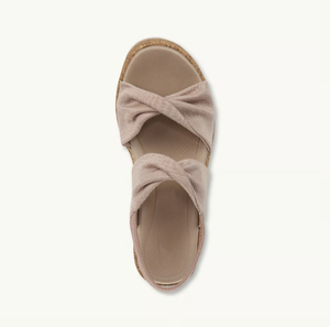 Sandali Casual alla Moda con Cinturino Posteriore, Punta Rotonda, Comfort in Tessuto Elasticizzato, Suola a Zeppa con Fiocco per Donne - Product Image 4