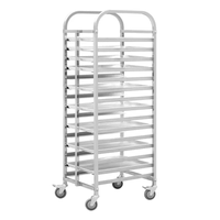 Chariot de refroidissement en acier inoxydable de haute qualité à 18 niveaux pour bacs de boulangerie, avec roulettes à frein pour restaurant de restauration rapide