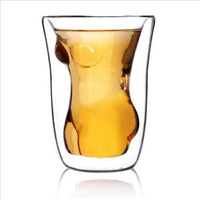 Verre à bière en verre borosilicate à double paroi, soufflé à la bouche, 180 ml, style américain, forme féminine, tendance 2026
