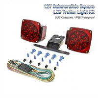 Feu arrière LED carré submersible 12V/24V pour remorque - Stop, clignotant, feu de freinage, éclairage de plaque d'immatriculation - Sans feux latéraux