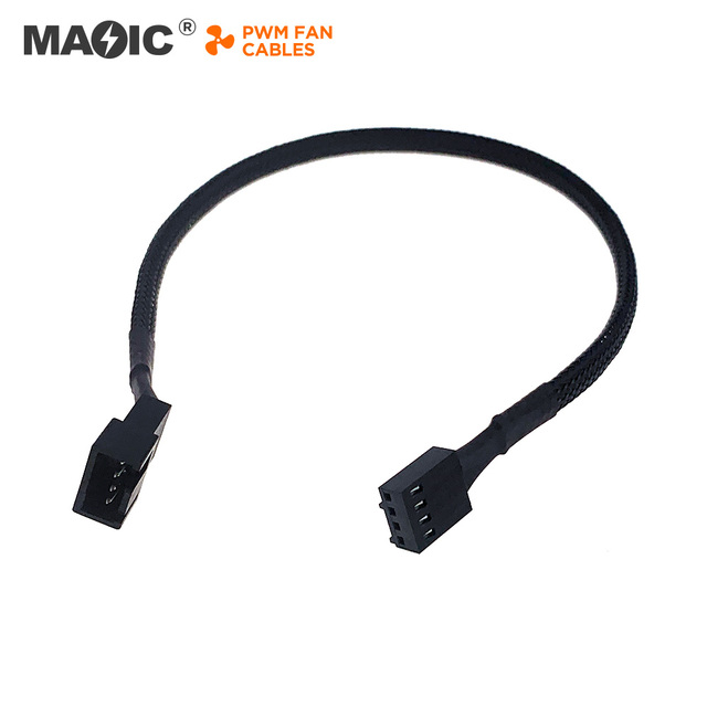 2021 Newest 30cm Male Mini 4-Pin GPU Fan to Female 4-Pin PWM Black Sleeved Adapter Cable 4 Pin Fan Extension Cable for Computer