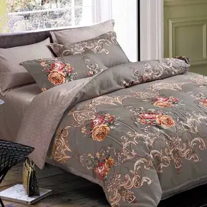 Edredon de cama floral luxuoso, capa de edredon e travesseiro floral