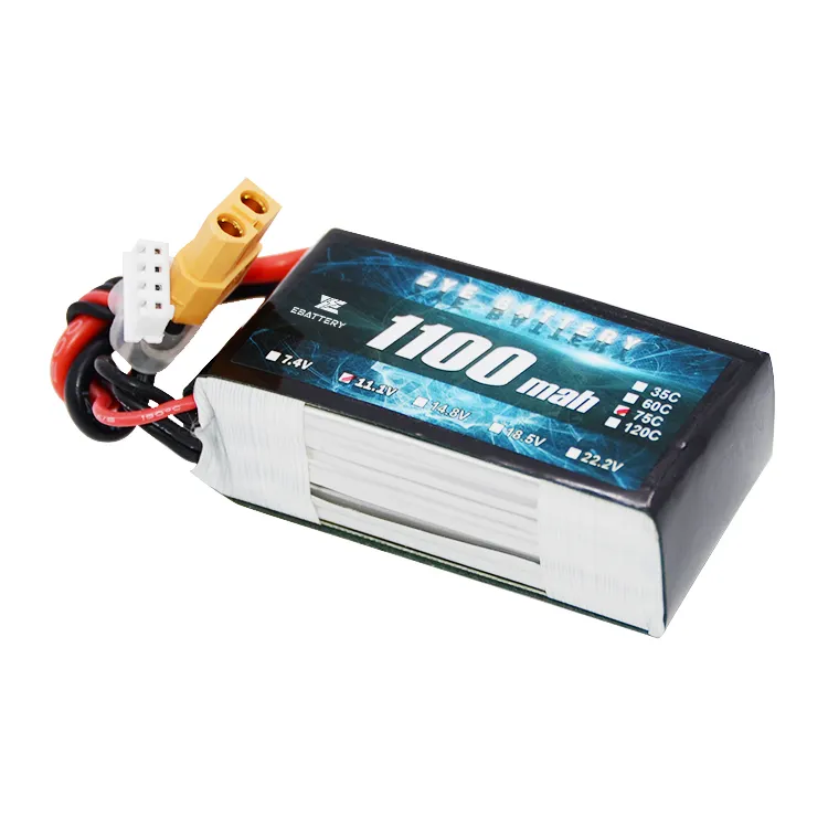 3.7v 7.4v 11.1v 14.8v modèle d'avion batterie 1100mah 1500MAH 2200mah 3000MAH 5200MAH capacité Personnalisée lipo batterie