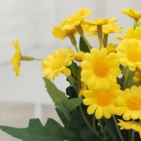 Mini Wilde Chrysanthemum Daisy Hoge Simulatie Kunststof Zijde Geometrische Potplant Set Bloem Hotel Woonkamer Ornamenten 16cm