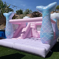 Château gonflable géant en PVC rose pastel pour mariage, avec toboggan, certifié CE, garantie 5 ans