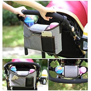 Sac de rangement universel pour poussette, porte-gobelets profonds, espace de rangement extra-large pour téléphones, portefeuilles, couches, jouets, accessoires pour bébés - Product Image 3