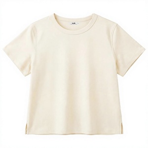 Camiseta de Mujer con Cuello en V, Manga Corta, Corte Regular, de Algodón y Lona, Informal, de Color Sólido, Transpirable, para Todas las Temporadas - Product Image 1
