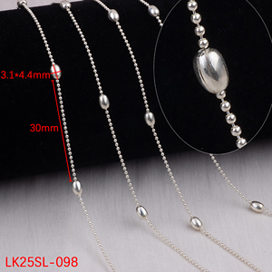 Cadena de bolas de plata esterlina S925 creativa/cadena de cable con cuentas ovaladas <span class=keywords><strong>para</strong></span> DIY mujeres <span class=keywords><strong>niñas</strong></span> collar pulsera fabricación de joyas - Product Image 6