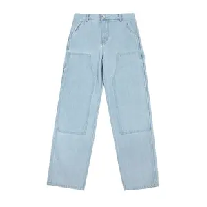 Jeans de trabalho de joelho duplo resistente dos homens Denim Painter pants Jeans Carpenter Custom Macacões Jeans masculinos