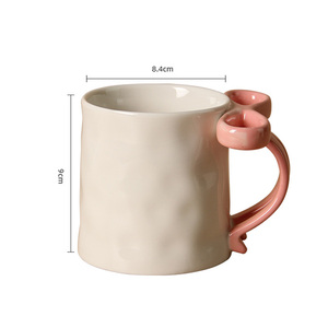 Taza de café de cerámica creativa con lazo, 12 oz, tazas de café de cerámica al por mayor - Product Image 5