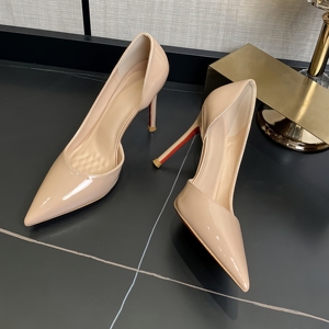 <span class=keywords><strong>Scarpe</strong></span> con Tacco Alto Nude di Tendenza, Sexy ed Eleganti, con Suola Rossa, Punta Affusolata, in Pelle Laccata di Alta Qualità - Product Image 3