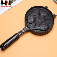 Poêle à Taiyaki 2, 3 ou 4 poissons, antiadhésive, pour gaufres, mini-œufs et crêpes, ensemble de cuisson