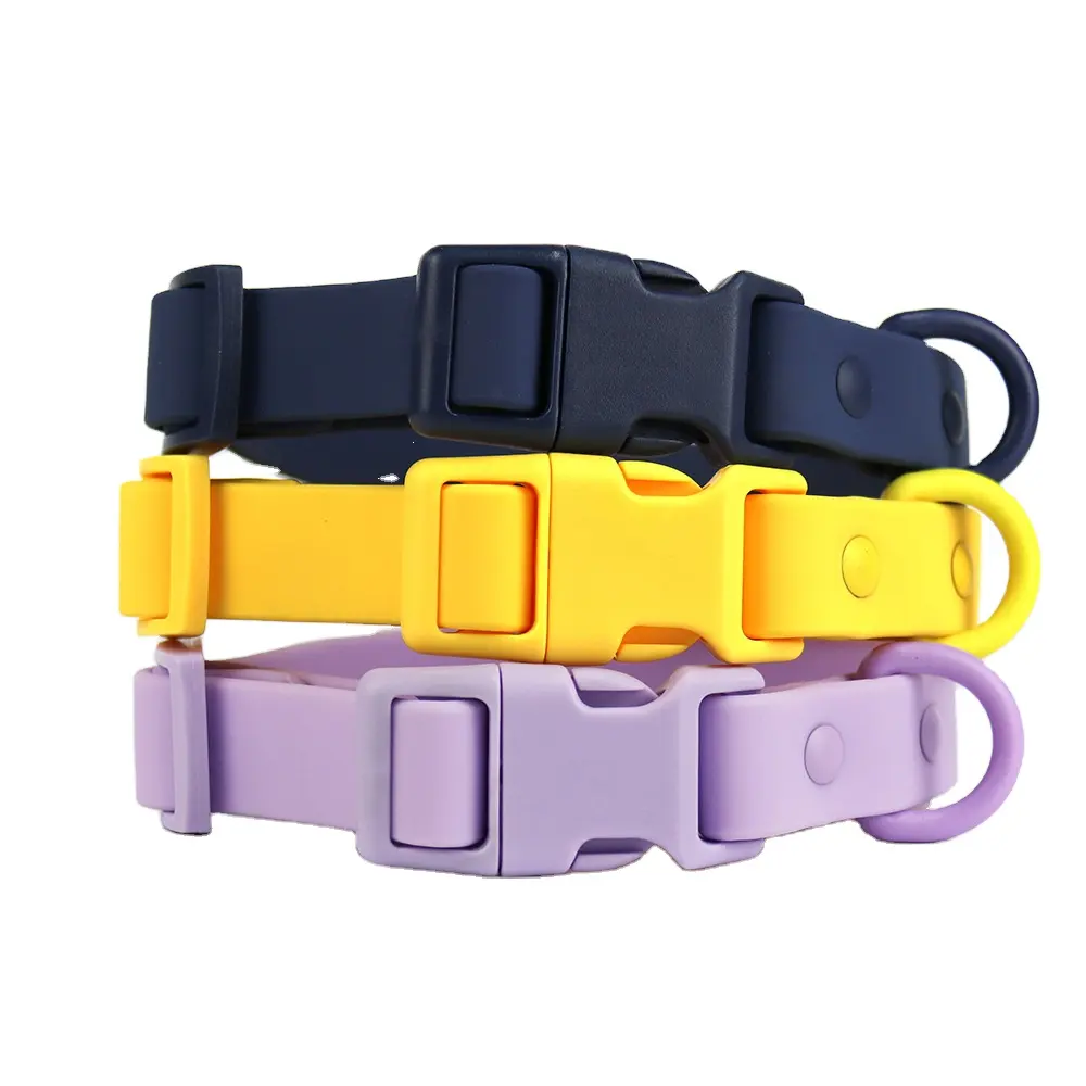 Wholesale soft pvc waterproof dog buckle collar leash with name tag luxury fashion adjustable Pvc Dog Collar
