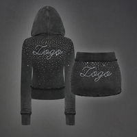 Ensemble crop top à logo en strass Y2k personnalisé, jupe, ensemble vintage déchiré en deux pièces, vêtements pour femmes, mode streetwear