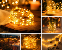 Wiederaufladbare LED-Kupferdraht-Lichterkette mit 8 Modi und Timer, Typ-C-Ladefunktion, Feenlichter für Weihnachten, Feiertage, Heim, Party, Raumdekoration