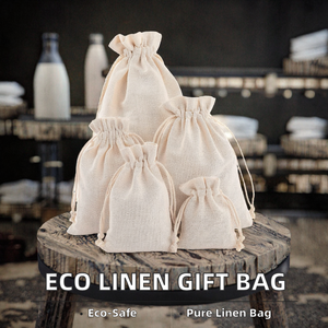 Sac en mousseline avec cordon de serrage, logo personnalisé OEM ODM, biodégradable, 100% coton, pour le shopping, le rangement et les cadeaux, recyclé - Product Image 3