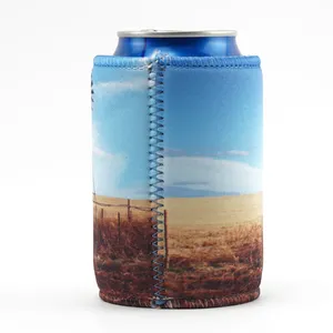Custom Neoprene Insulated Blank Beer Can Bottle Sleeve Covers Stubby Holder Cooler With Stitched Fabric Edges