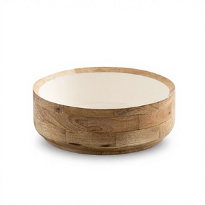 Tazón de Madera Hecho a Mano con Diseño de Mariscos Azules y Dos Cucharas de Madera para Servir Comida en Fiestas, Diseño Clásico - Product Image 5