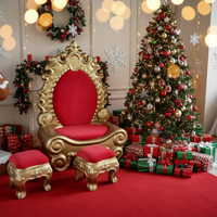 Chaise Trône du Père Noël en Fibre de Verre Grande Chaise du Père Noël pour l'Extérieur Décoration de Noël Imperméable Aire de Jeu Festive Célébration