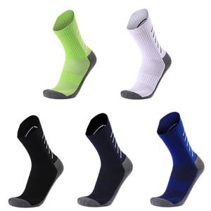 Adult Men Sports <b>Socks</b> Polyester Cotton – Thickened Towel Bottom Sweat-Absorbent Mid Tube Dotted Non-Slip Grip Football <b>Socks</b> - Product Image 1