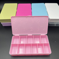 Boîte de rangement vide pour capsules d'ongles en gel acrylique rose clair avec logo personnalisé et numéros – Fournitures