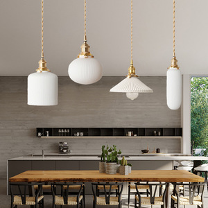 Lampe suspendue plissée en céramique rétro japonaise pour salle à manger, chambre à coucher, chevet, style nordique minimaliste, dropshipping Shopify - Product Image 2