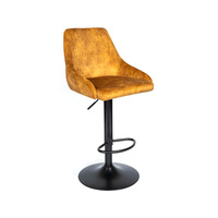Tabouret de bar pivotant à hauteur réglable en tissu, finition peinture dorée