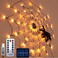 Lumière décorative pour araignée et chauve-souris Halloween Guirlande lumineuse LED pour décoration extérieure en toile d'araignée