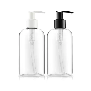 고품질 250ml 8oz 빈 애완 동물 플라스틱 명확한 호박색 환경 친화적인 호텔 포장 주문 제품 몸 세척 샴푸 병