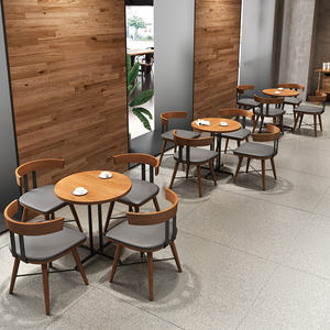 Juego de mesa y silla de comedor para restaurante, muebles, Hotel, cafetería, Bistro, marco de madera, combinación de sofá de cuero - Product Image 3