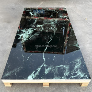 Panneaux muraux en PVC plastique UV imitation marbre noir, <span class=keywords><strong>pierre</strong></span> artificielle - Product Image 4