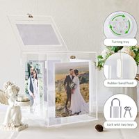Boîte à cartes de mariage en acrylique avec cadre photo, boîte à cartes cadeaux transparente pour mariage avec serrure pour fête de remise de diplôme, anniversaire