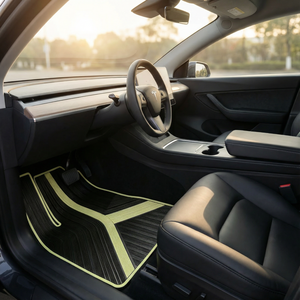 Maßgefertigte Universelle Verstellbare 4-teilige Hellrosa Schwarze Vordere und Hintere 3D Gummi Autofußmatten Komplettset Passend für SUVs Vans Autos - Product Image 2