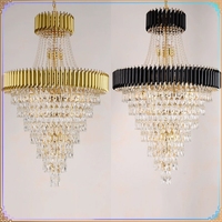 Style moderne Stock Salon Grande lampe de mariage italienne en or Lustre de plafond en cristal Lustre Lampes suspendues en cristal