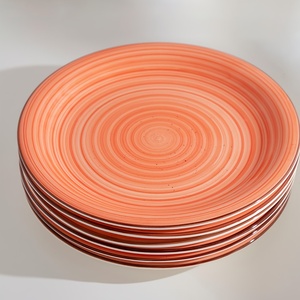 จานเซรามิคสีส้มลายเกลียว งานเพ้นท์มือคุณภาพพรีเมียม ภาชนะสำหรับรับประทานอาหาร ขายส่งสำหรับงานแต่งงาน โรงแรม ร้านอาหาร - Product Image 4