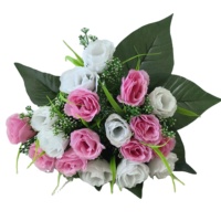 Bouquet de fleurs artificielles en soie bicolore, fleurs bon marché pour la décoration de la maison, mariage, vente chaude, rose rose, bijoux violet