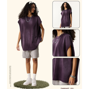 285G Cotton <strong>Men</strong> and Women <strong>Vest</strong> for Summer Casual Sports American Sizes Sleeveless Oversize Tank Top - Product Image 2