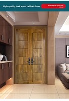 Porte en teck, porte de villa en bois massif de style chinois, porte double à ouverture double anti-effraction, portes extérieures, portes de sécurité pour maison