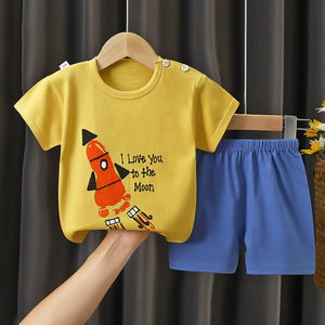 Nouvelle arrivée, vêtements pour enfants en coton personnalisés avec imprimé de dessins animés, vêtements de maison, ensemble de jogging pour enfants, ensemble d'été pour bébés garçons et filles - Product Image 6