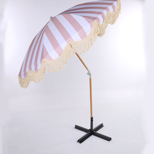 Parasol en bois à franges pour extérieur, protection solaire, plage, bord de mer, piscine, cour, camping - Product Image 3